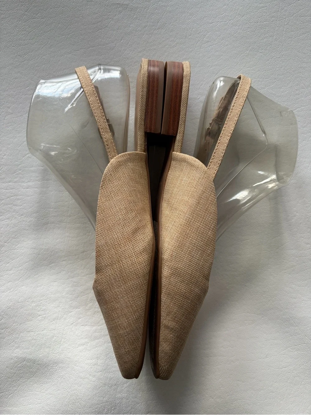 Antonio Melani Shoes Flats Linen Square Toe Sling Back Clean Girl Neutral Sz 10